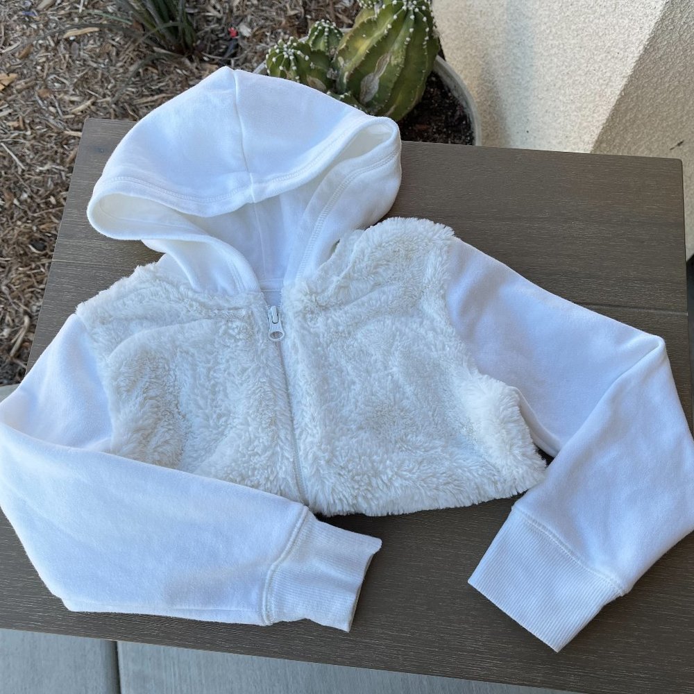 Place Light Ivory Hoodie Jacket Faux Fur Girls Size 4 X Small
